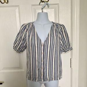 Small Blue and White Striped Madewell Top
